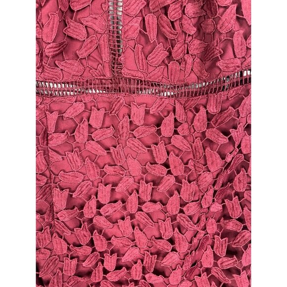 BARDOT Women's Wine Lace Halter Neck Bodycon Gemma Midi Dress US 6 - Picture 3 of 7